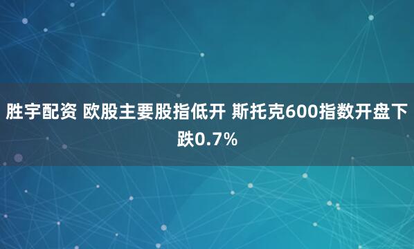 胜宇配资 欧股主要股指低开 斯托克600指数开盘下跌0.7%